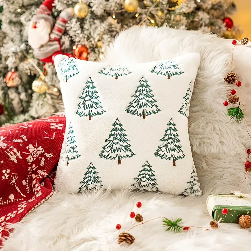 Festliga Vita och Gröna Dekorativa Kuddöverdrag