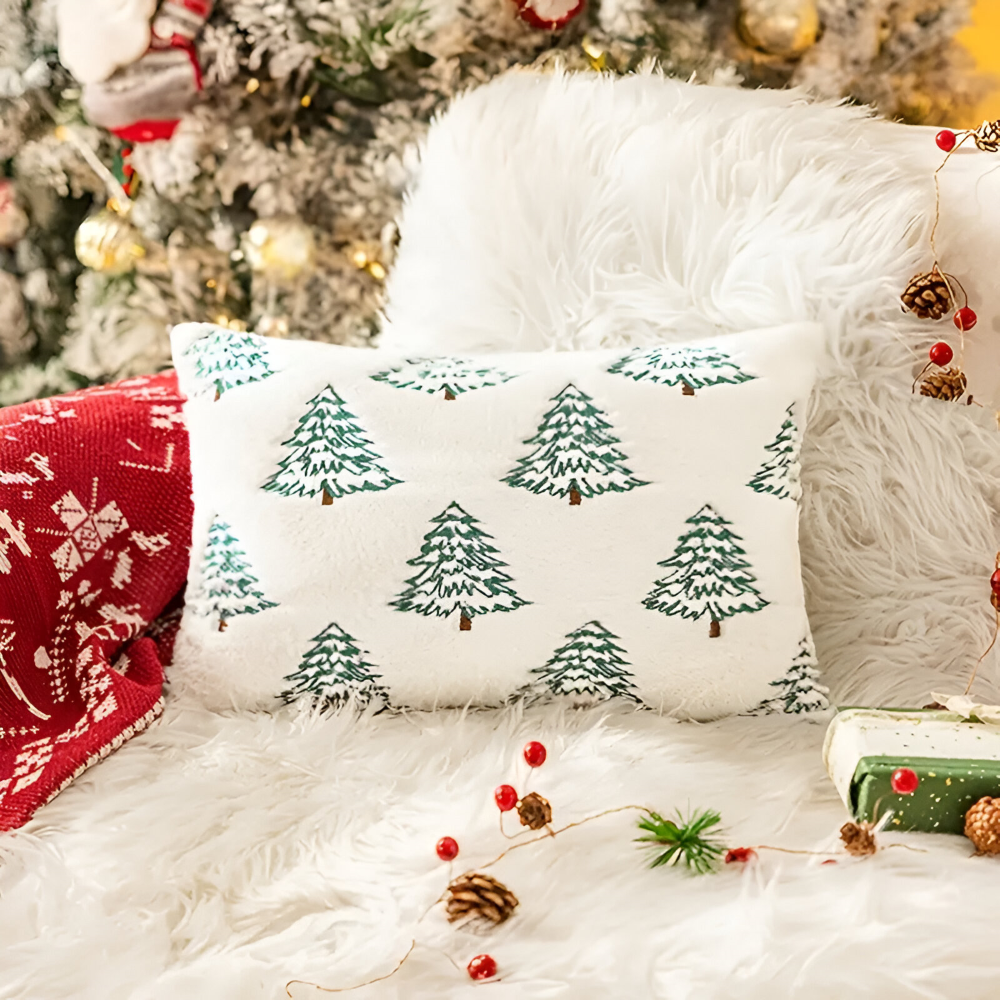 Festliga Vita och Gröna Dekorativa Kuddöverdrag