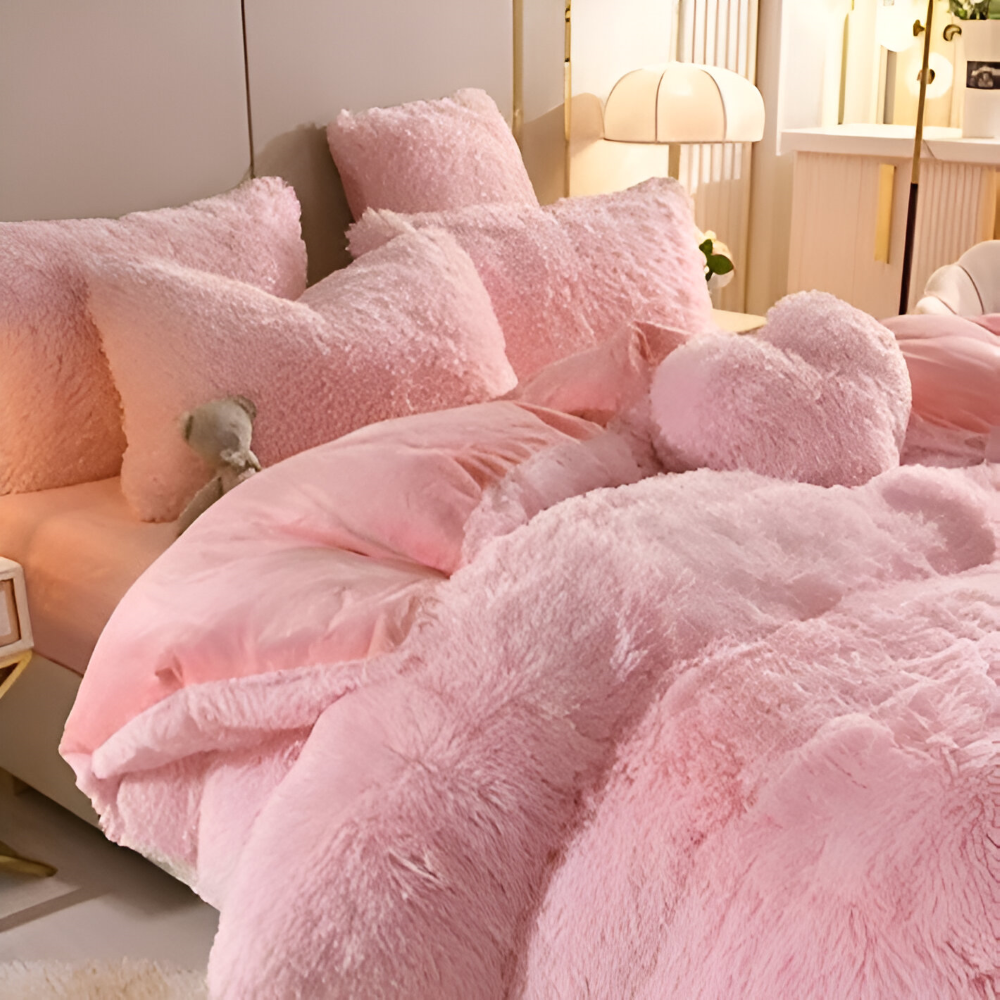 FlufFur Sängkläder - Ultra Mjuk Fleece Sängtäcke - Andningsbart Sängkläder Set