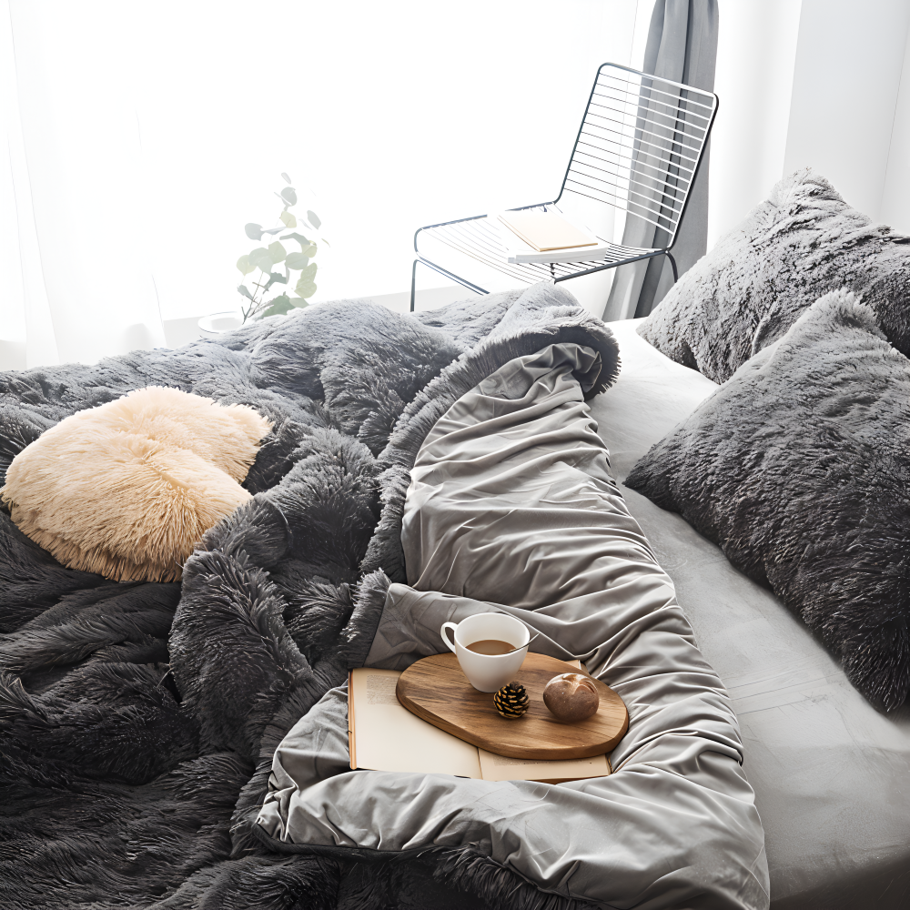 FlufFur Sängkläder - Ultra Mjuk Fleece Sängtäcke - Andningsbart Sängkläder Set