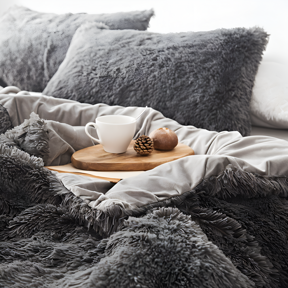 FlufFur Sängkläder - Ultra Mjuk Fleece Sängtäcke - Andningsbart Sängkläder Set