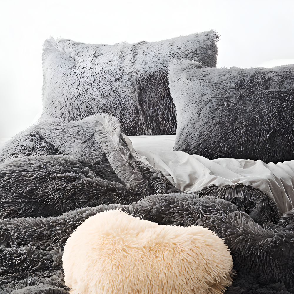 FlufFur Sängkläder - Ultra Mjuk Fleece Sängtäcke - Andningsbart Sängkläder Set