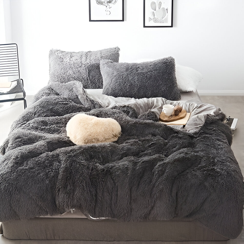 FlufFur Sängkläder - Ultra Mjuk Fleece Sängtäcke - Andningsbart Sängkläder Set