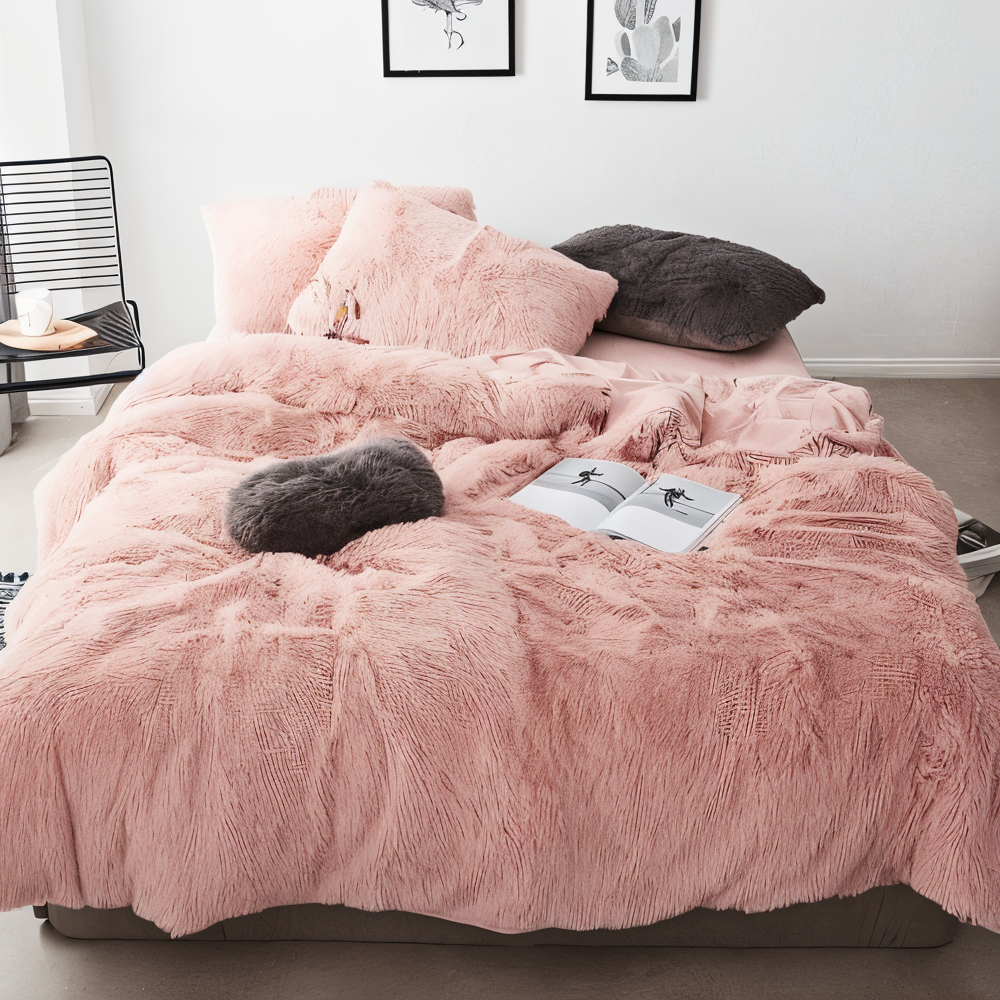 FlufFur Sängkläder - Ultra Mjuk Fleece Sängtäcke - Andningsbart Sängkläder Set