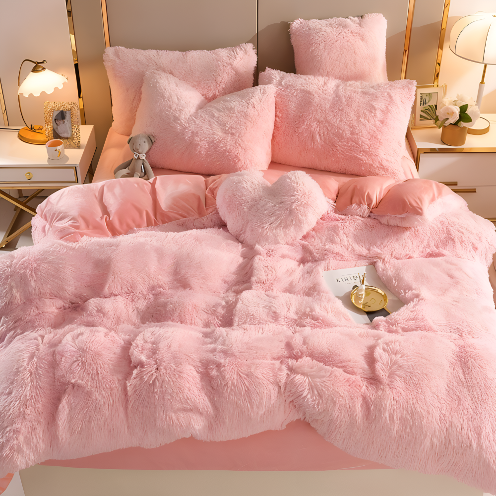 FlufFur Sängkläder - Ultra Mjuk Fleece Sängtäcke - Andningsbart Sängkläder Set
