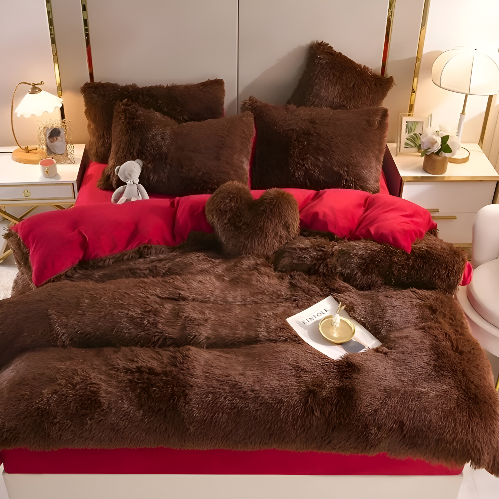 FlufFur Sängkläder - Ultra Mjuk Fleece Sängtäcke - Andningsbart Sängkläder Set