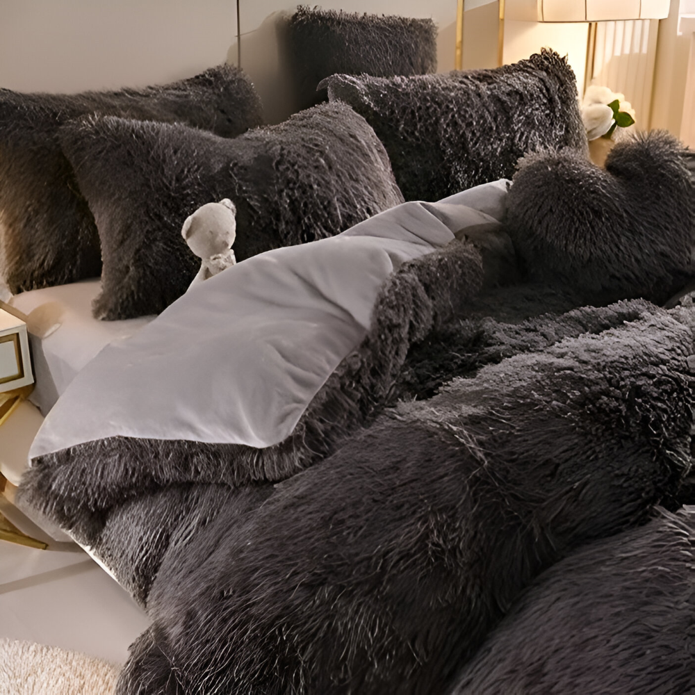 FlufFur Sängkläder - Ultra Mjuk Fleece Sängtäcke - Andningsbart Sängkläder Set