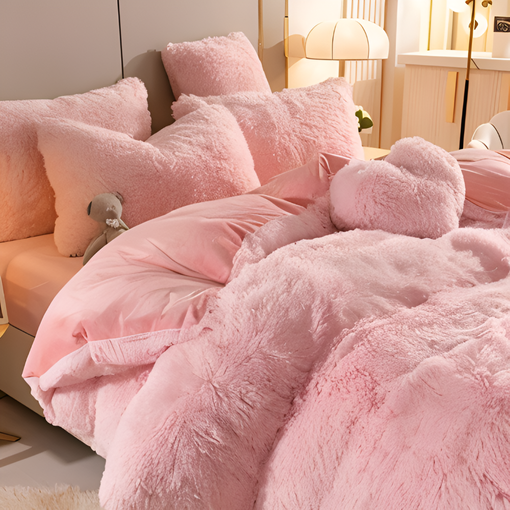 FlufFur Sängkläder - Ultra Mjuk Fleece Sängtäcke - Andningsbart Sängkläder Set