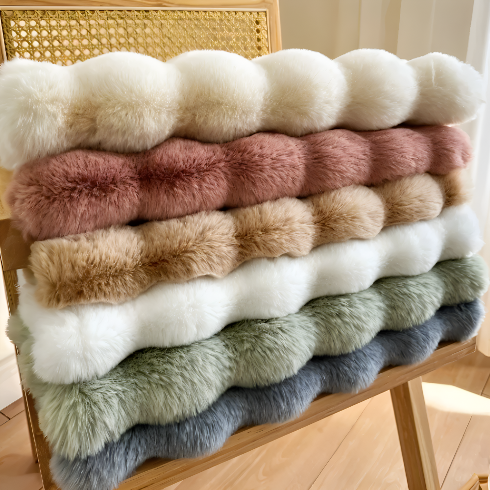 FluffCush Matta - Mjuk Premium Fleece, Halkfri, Rund Dekorationsmatta
