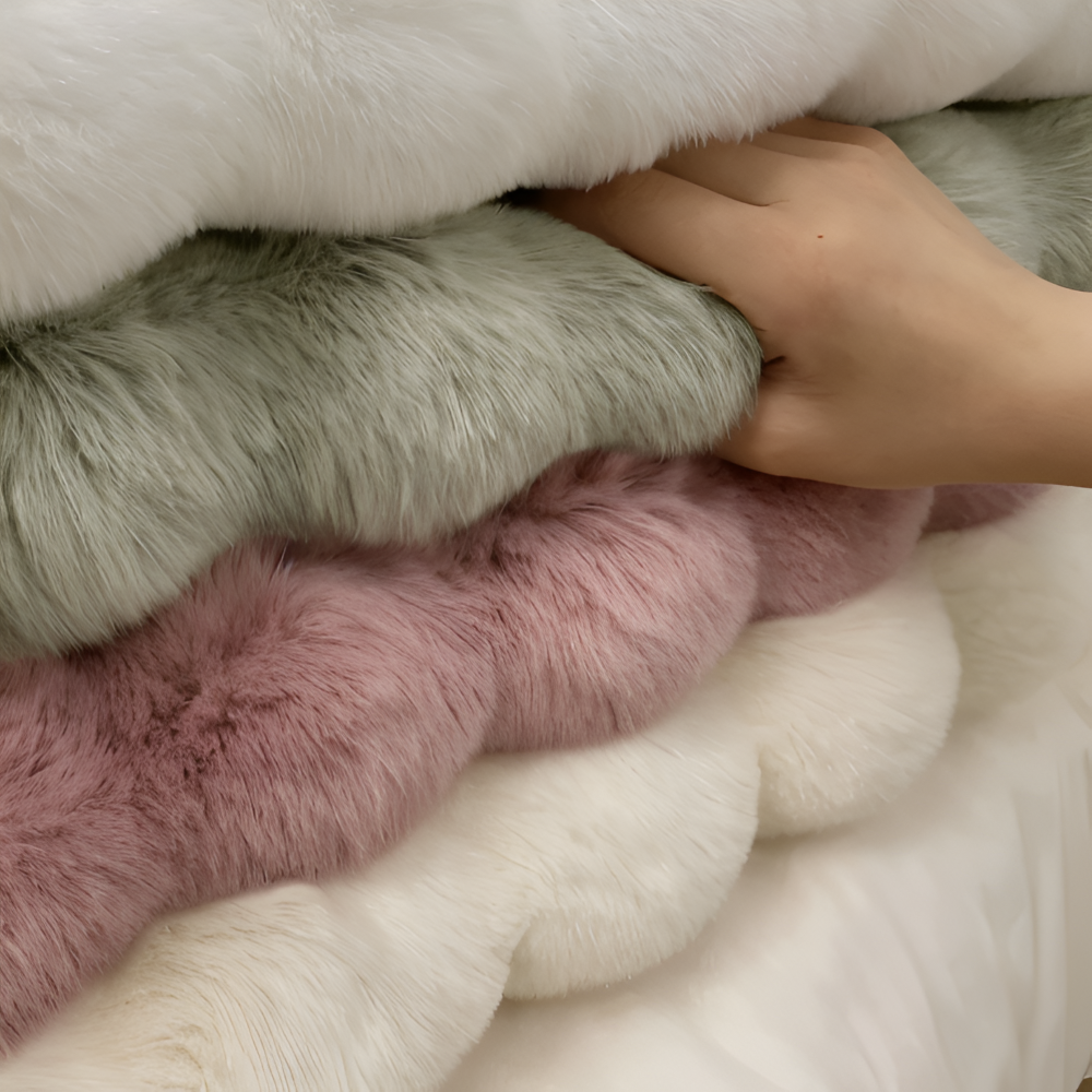 FluffCush Matta - Mjuk Premium Fleece, Halkfri, Rund Dekorationsmatta
