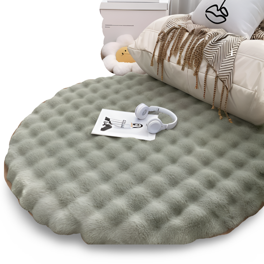 FluffCush Matta - Mjuk Premium Fleece, Halkfri, Rund Dekorationsmatta