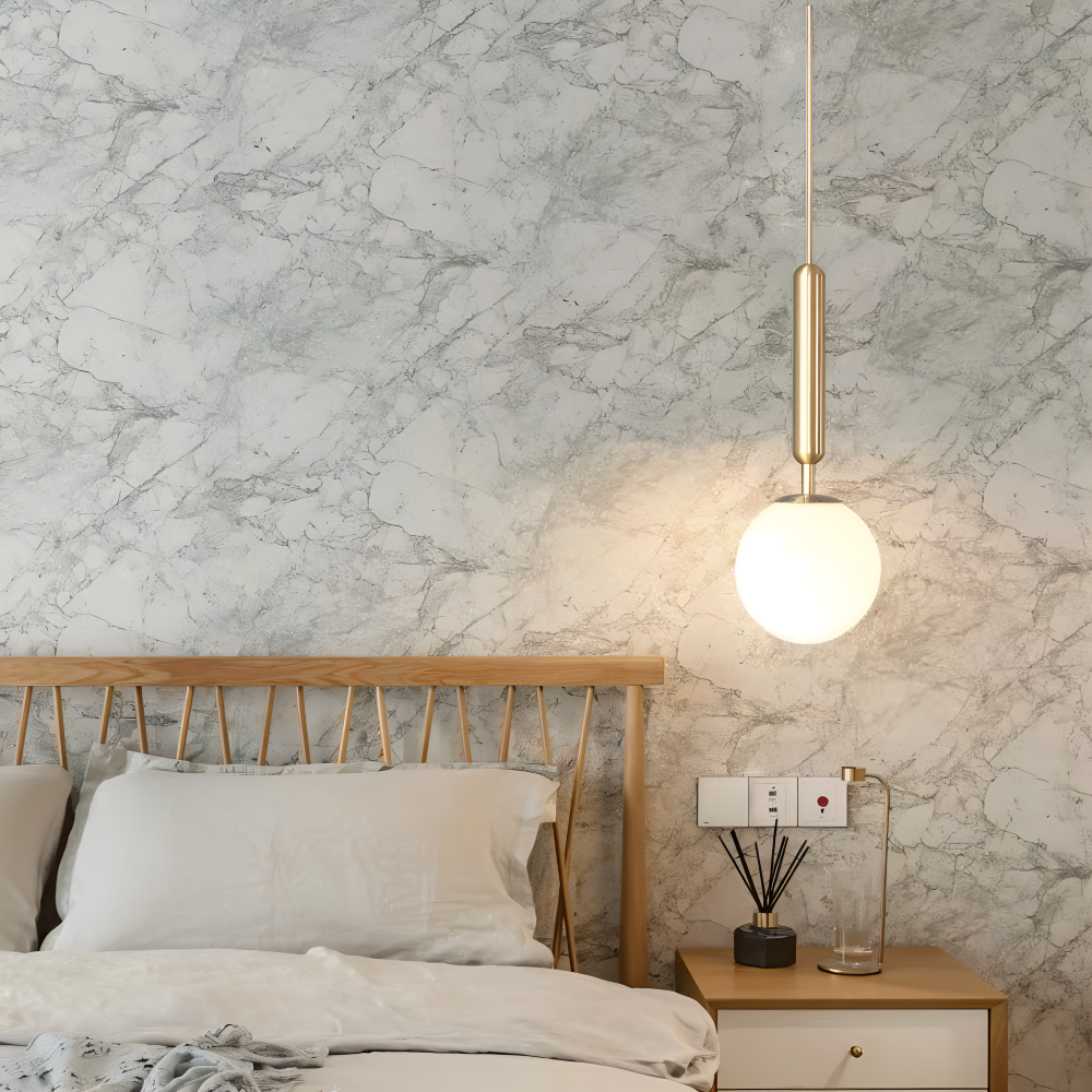 FrostGlobe Pendellampa - Rund Vit Glas Skärm Hänglampa för Moderna Rum