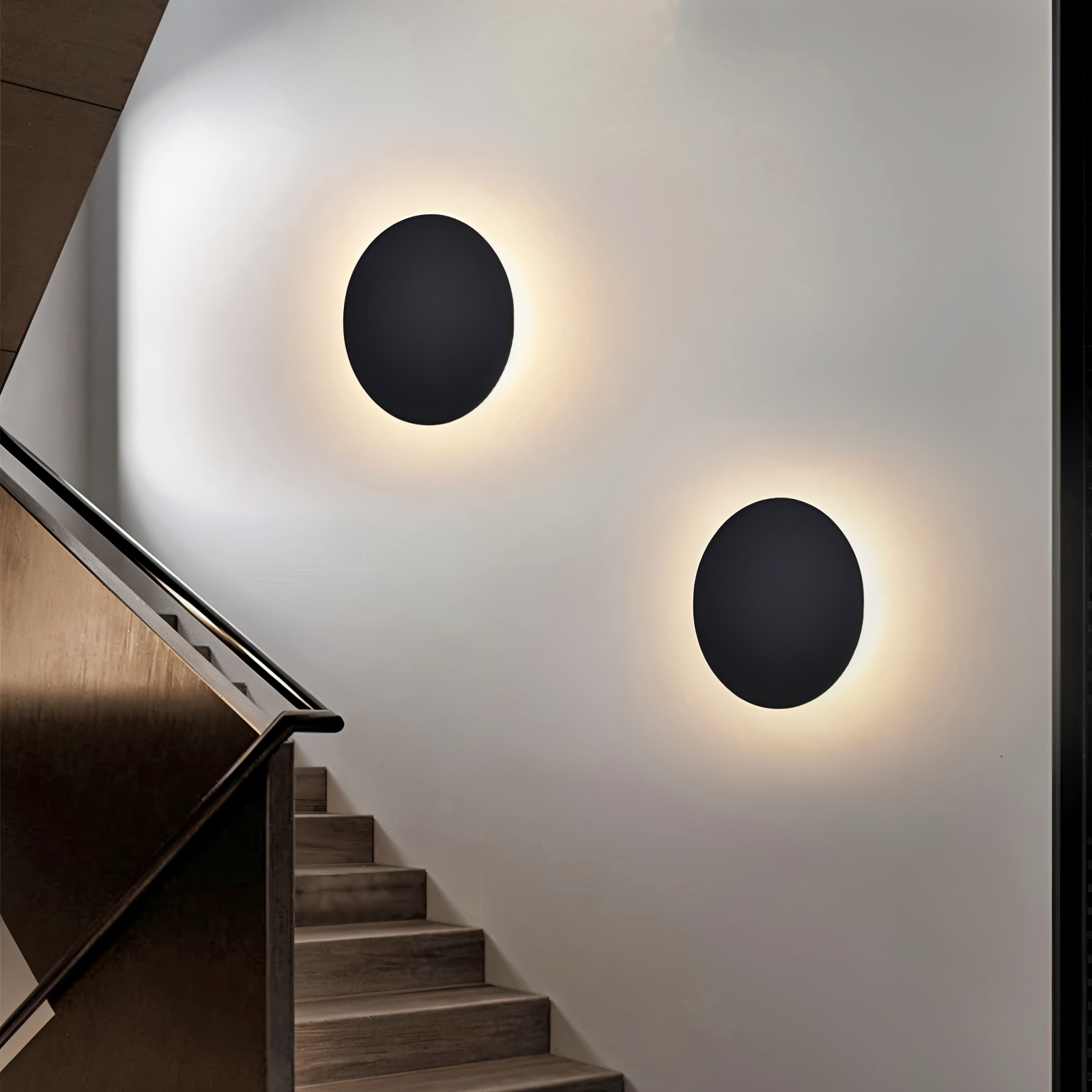 FullHalo Vägglampa - Rund svart/vit/guld vägglampa i metall - Modern vägglampdesign