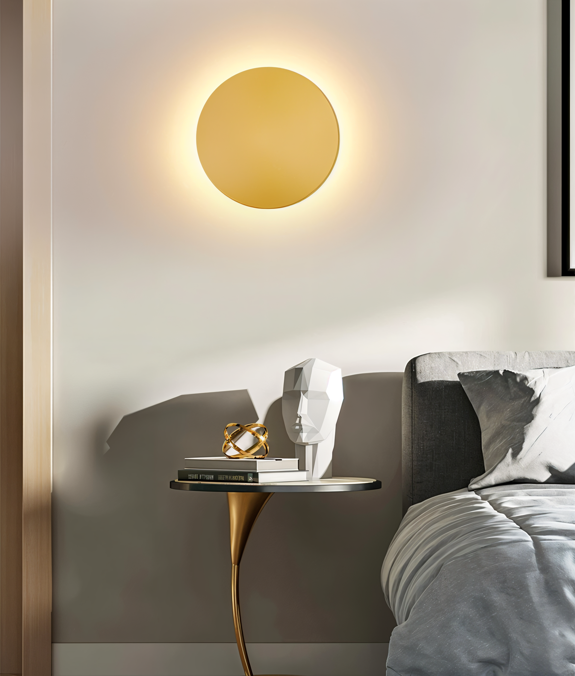 FullHalo Vägglampa - Rund svart/vit/guld vägglampa i metall - Modern vägglampdesign