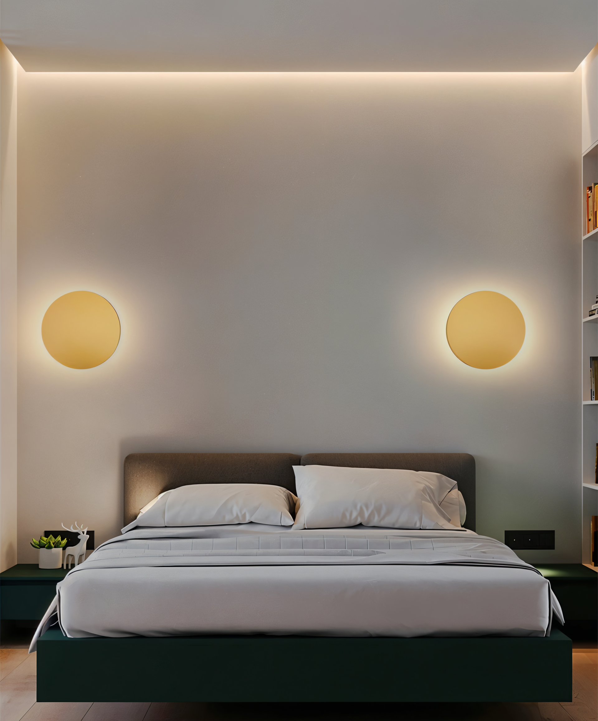 FullHalo Vägglampa - Rund svart/vit/guld vägglampa i metall - Modern vägglampdesign