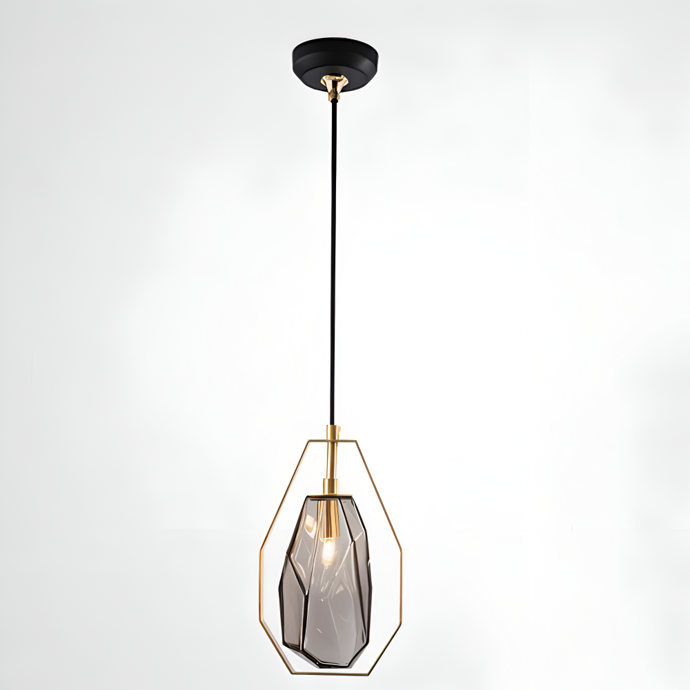 GemLit Pendellampa - Stilig Bärnsten Grå Glas Hänglampa - Minimalistisk Belysning