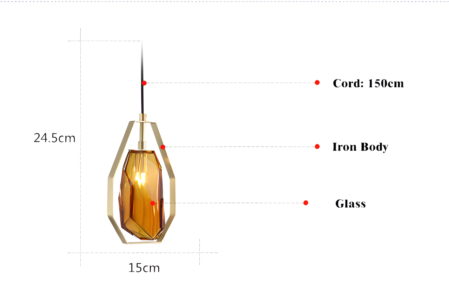 GemLit Pendellampa - Stilig Bärnsten Grå Glas Hänglampa - Minimalistisk Belysning