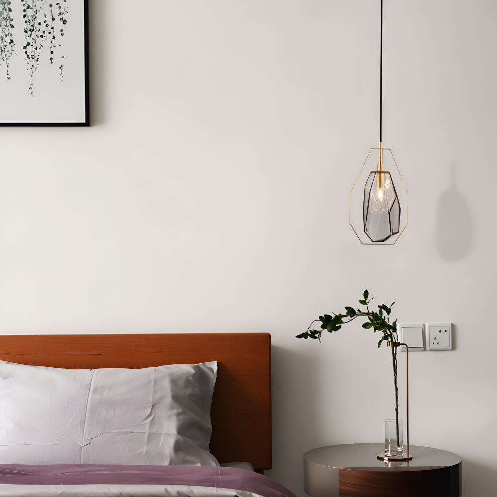 GemLit Pendellampa - Stilig Bärnsten Grå Glas Hänglampa - Minimalistisk Belysning