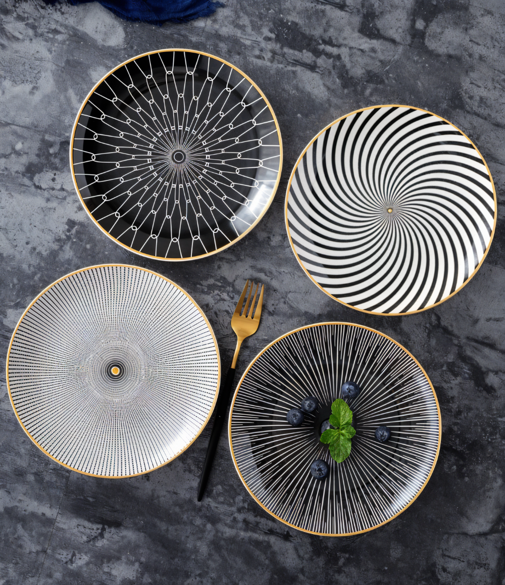 GeoChic Tallrikskollektion - Tallrikar med Geometriskt Mönster - Porslinstallrikar - Porslin