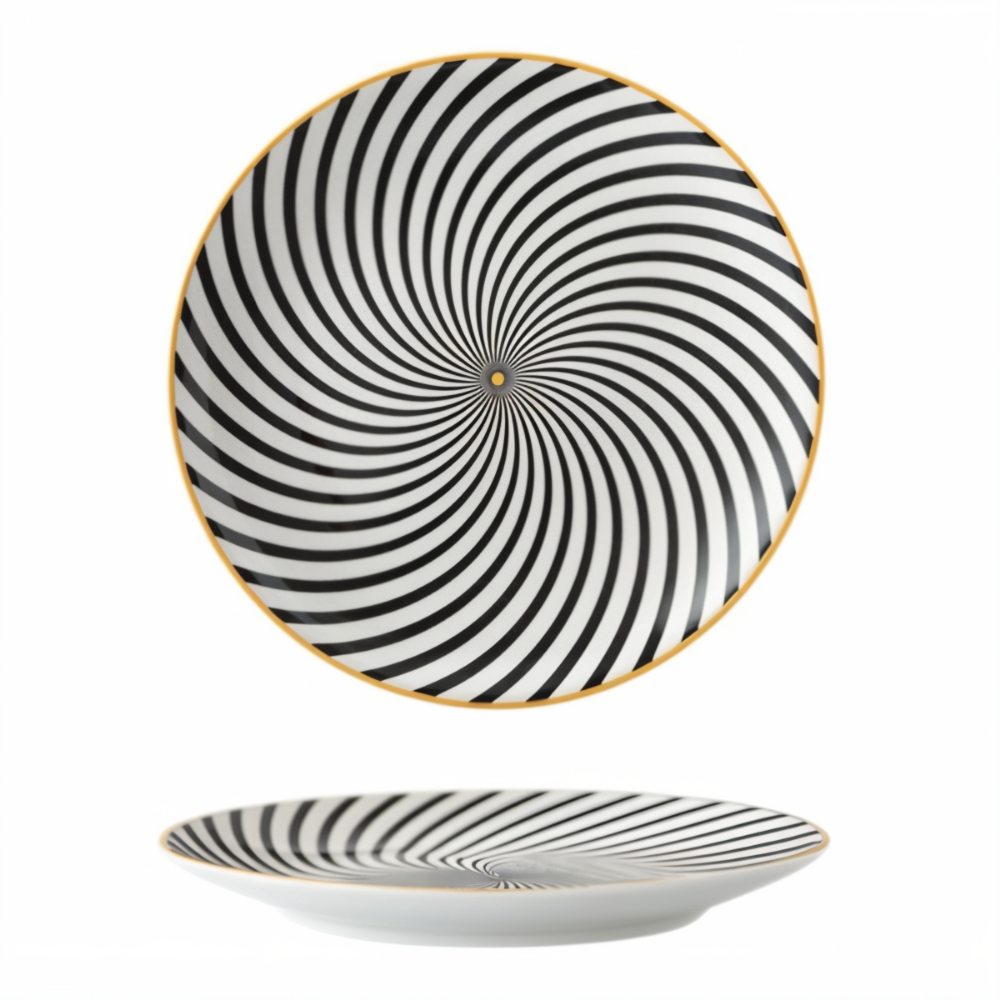 GeoChic Tallrikskollektion - Tallrikar med Geometriskt Mönster - Porslinstallrikar - Porslin