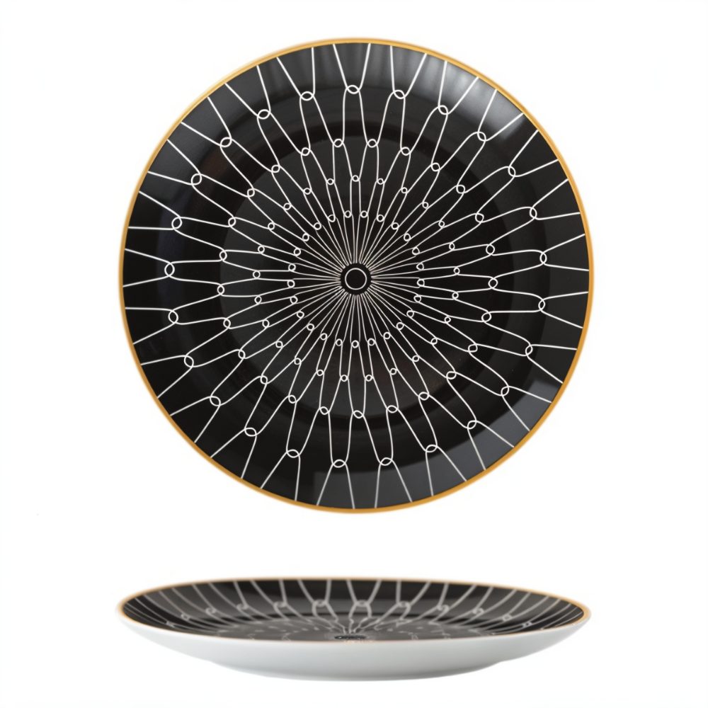 GeoChic Tallrikskollektion - Tallrikar med Geometriskt Mönster - Porslinstallrikar - Porslin