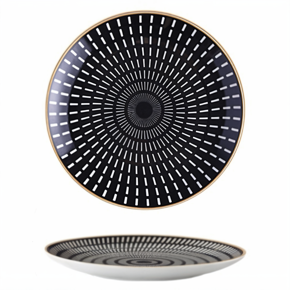 GeoChic Tallrikskollektion - Tallrikar med Geometriskt Mönster - Porslinstallrikar - Porslin