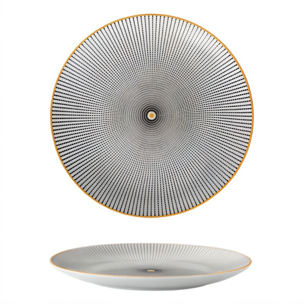 GeoChic Tallrikskollektion - Tallrikar med Geometriskt Mönster - Porslinstallrikar - Porslin
