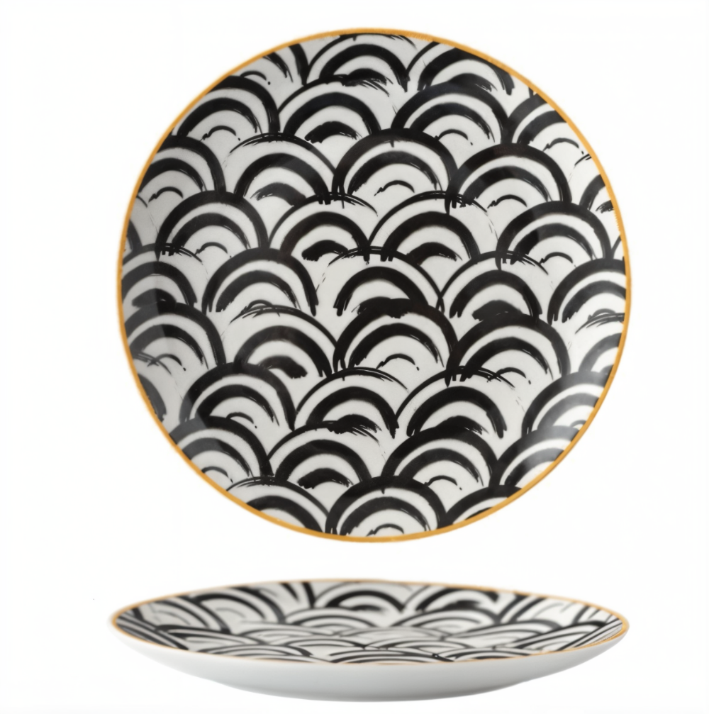 GeoChic Tallrikskollektion - Tallrikar med Geometriskt Mönster - Porslinstallrikar - Porslin
