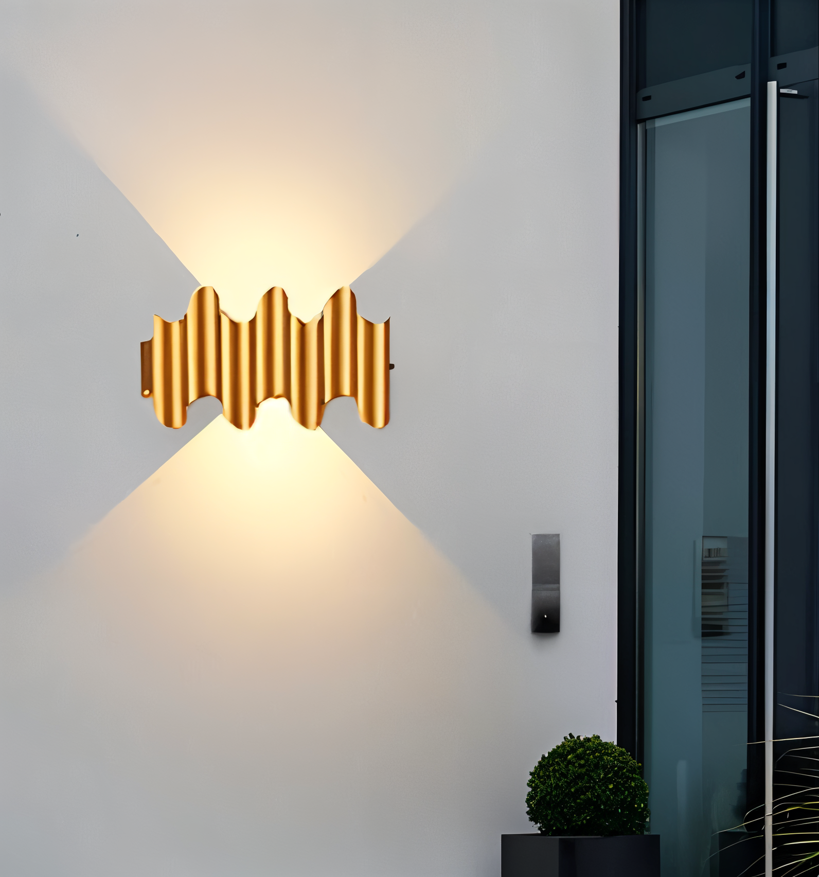 GlamWave Vägglampa - Svart Guld Upp Ner Väggbelysning - Modern LED Väggdekoration Lampa