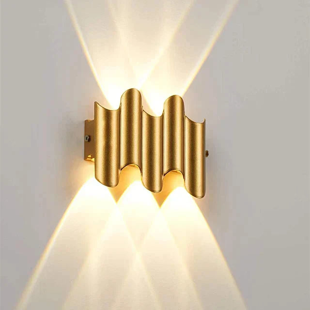 GlamWave Vägglampa - Svart Guld Upp Ner Väggbelysning - Modern LED Väggdekoration Lampa