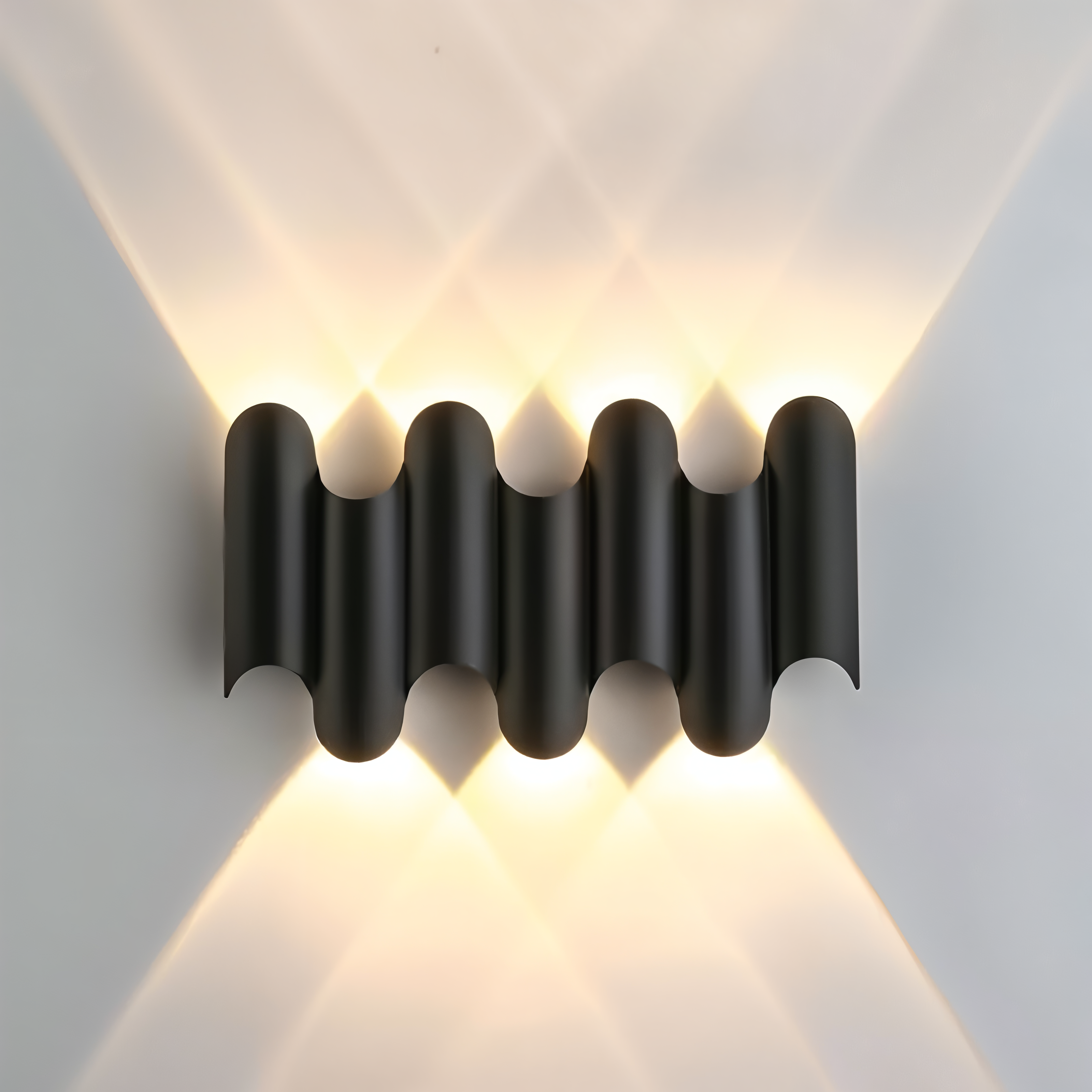 GlamWave Vägglampa - Svart Guld Upp Ner Väggbelysning - Modern LED Väggdekoration Lampa
