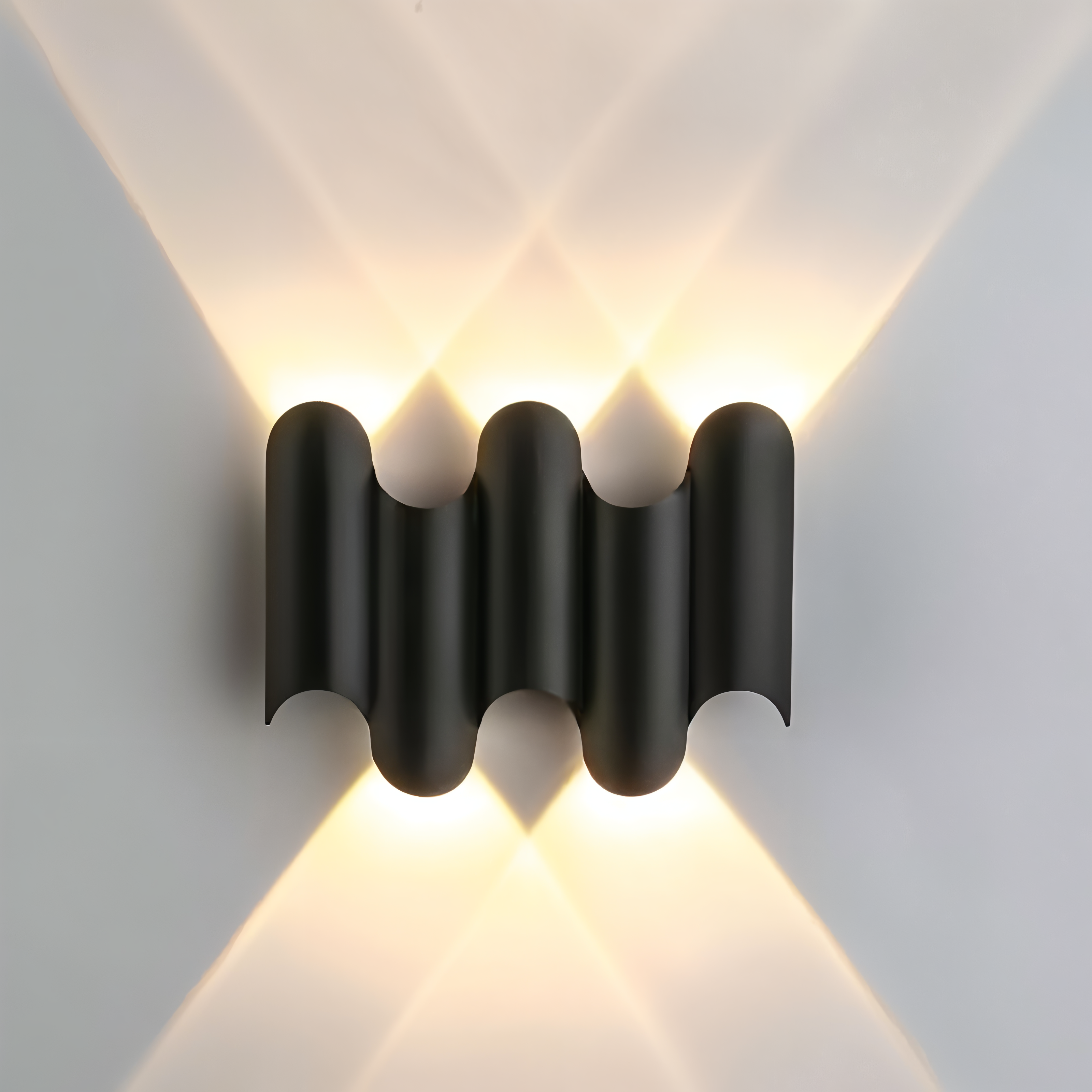 GlamWave Vägglampa - Svart Guld Upp Ner Väggbelysning - Modern LED Väggdekoration Lampa