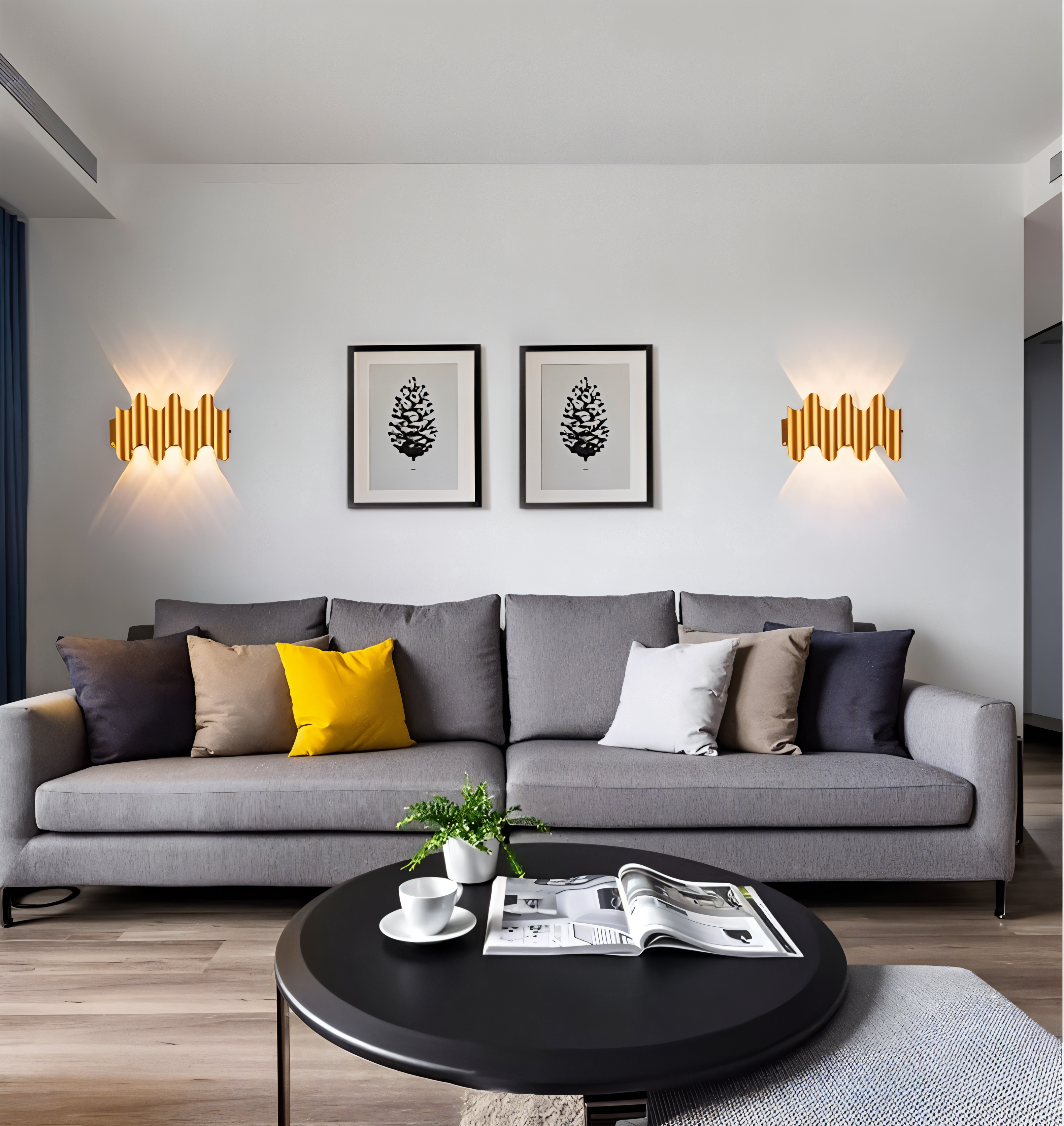 GlamWave Vägglampa - Svart Guld Upp Ner Väggbelysning - Modern LED Väggdekoration Lampa