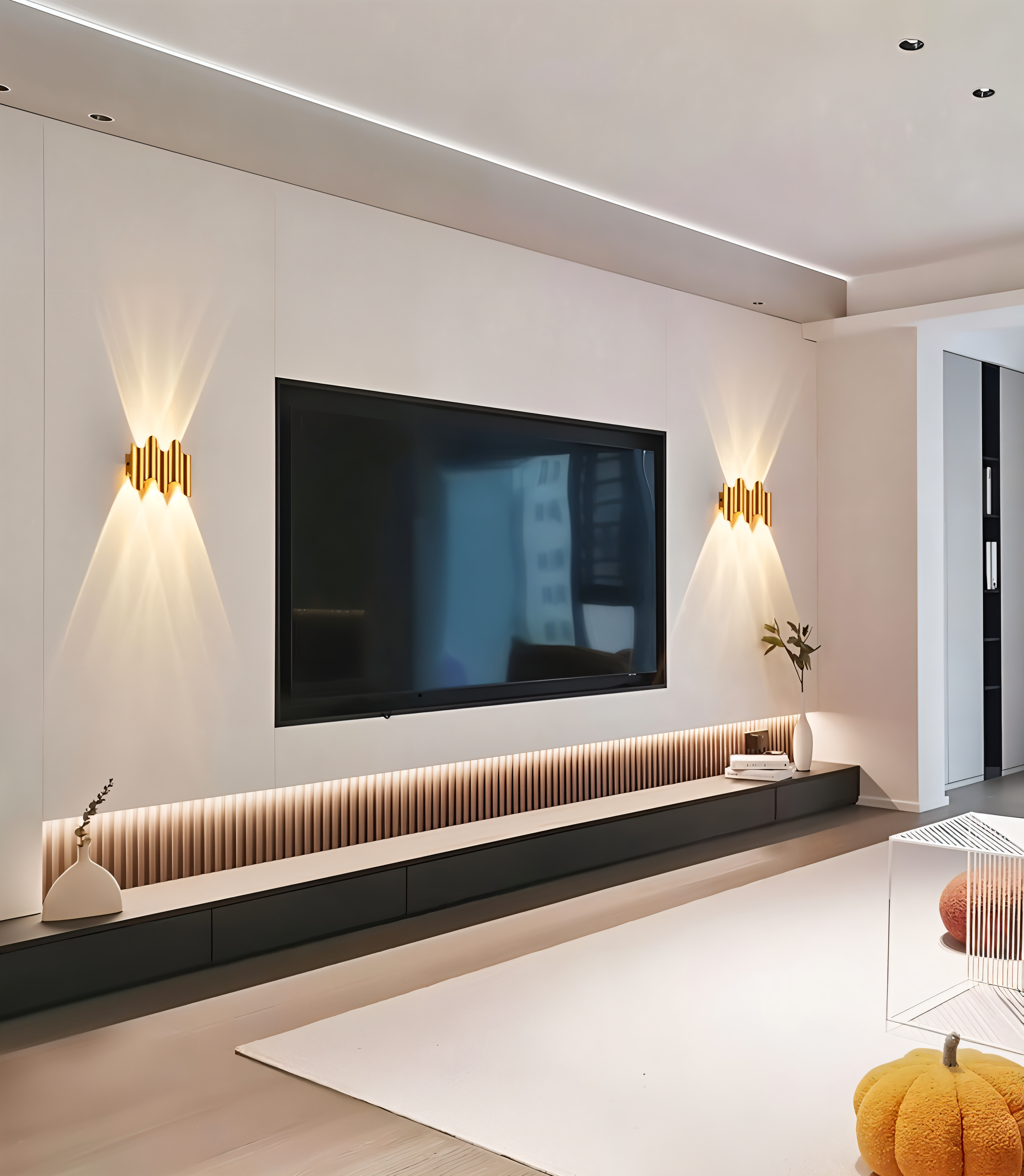 GlamWave Vägglampa - Svart Guld Upp Ner Väggbelysning - Modern LED Väggdekoration Lampa