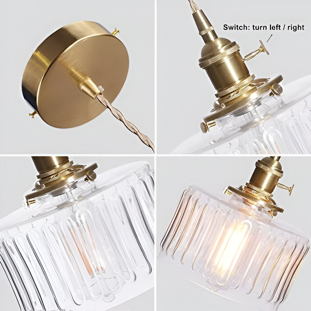 GlamourGlass Pendellampa - Vintage Grön Hänglampa - Cylindrisk Lampa