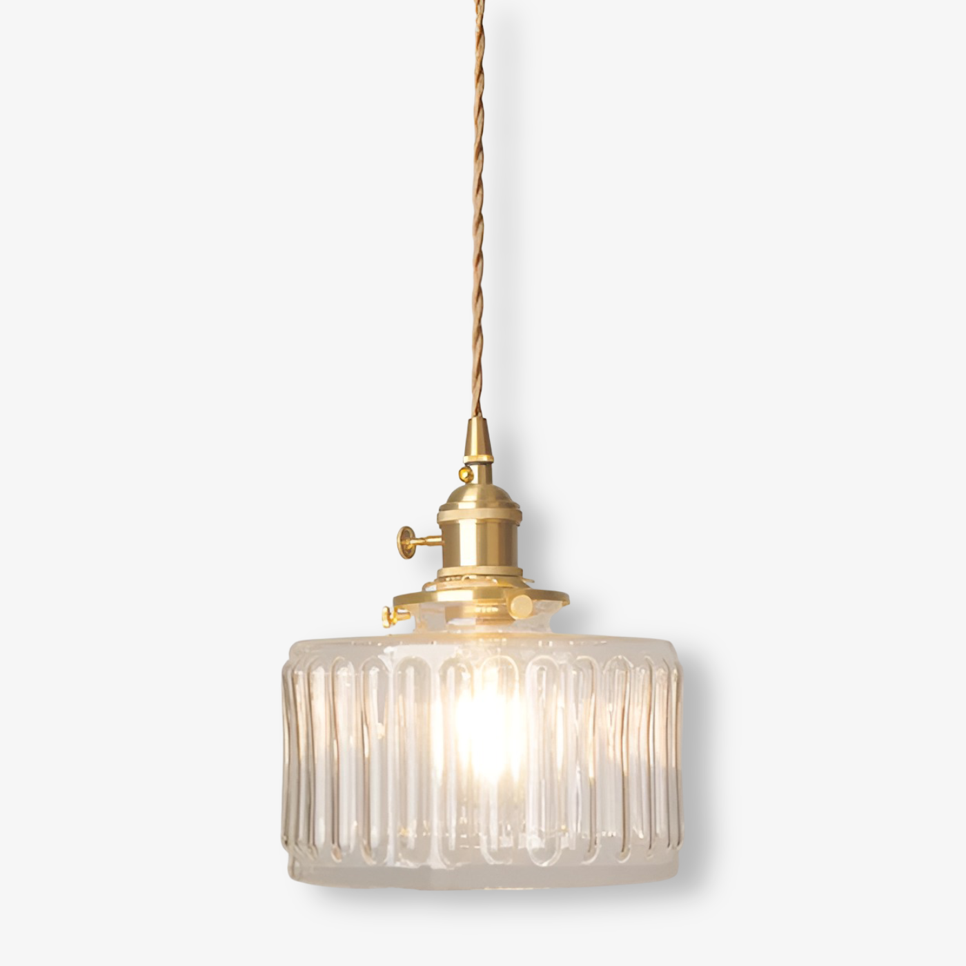 GlamourGlass Pendellampa - Vintage Grön Hänglampa - Cylindrisk Lampa