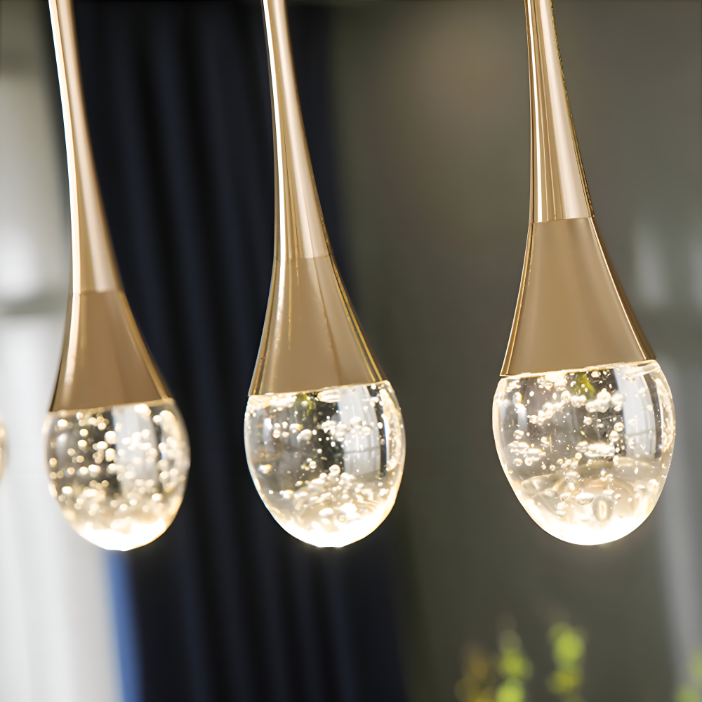 Glas Drop Pendellampa - Svart & Guld Kristallbubbla Hängande Lampa