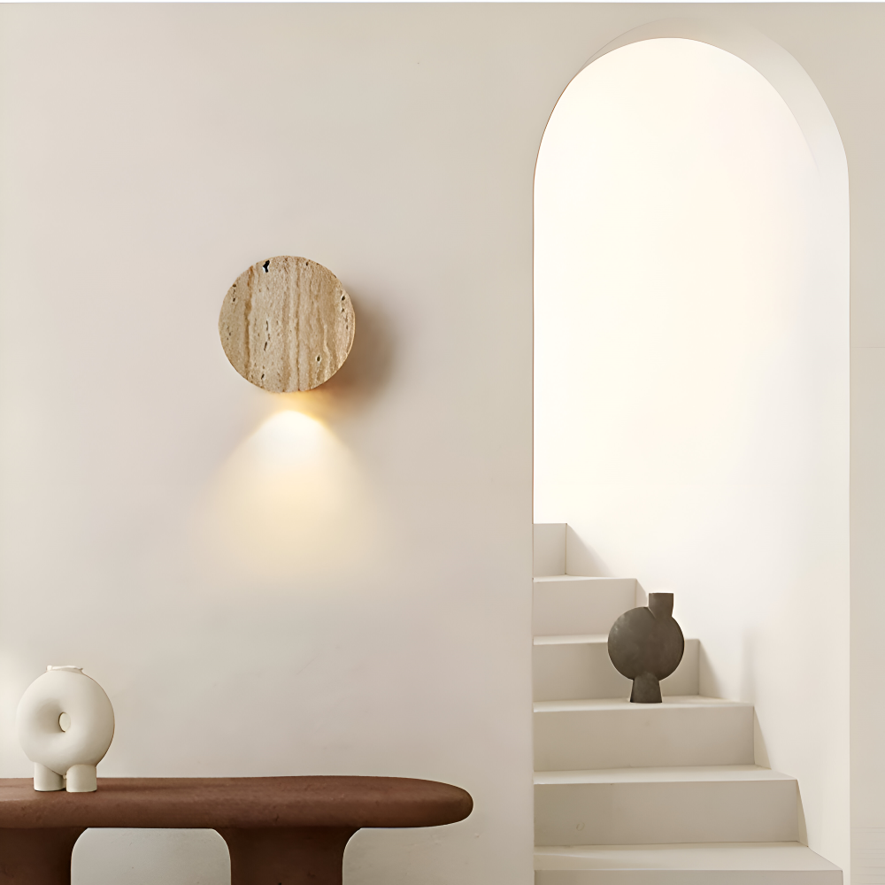 Globose Beige Vägglampa - Wabi Sabi Rund Vägglampa - Marmor Vägglampa