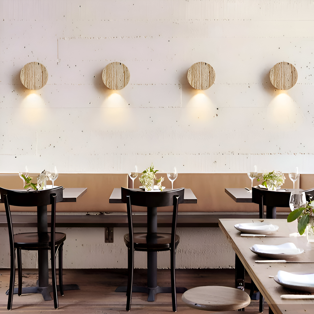 Globose Beige Vägglampa - Wabi Sabi Rund Vägglampa - Marmor Vägglampa