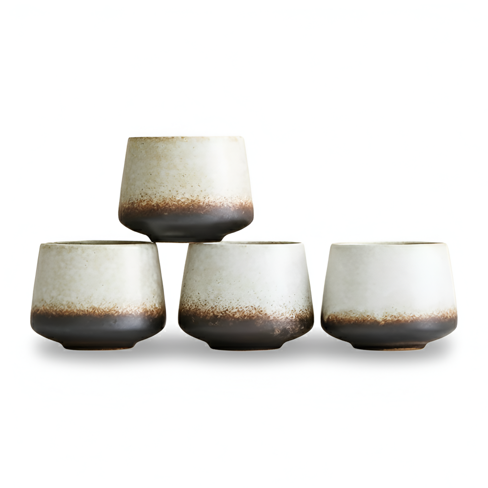Handgjorda Keramik Kaffekoppar - 4-delar - Vintage Tie-Dye Muggar 210ml