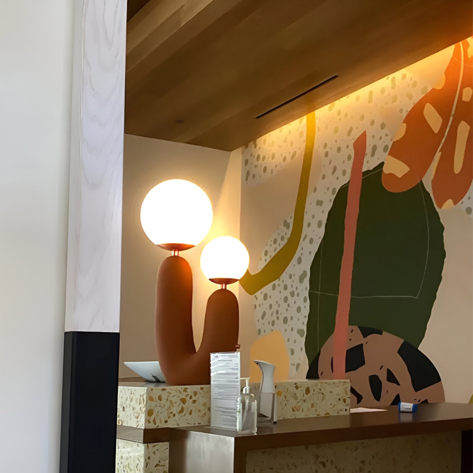 Harz U Bordslampa - Nordisk Dual Glas Globus Bordslampa - Kreativ Kaktuslampa