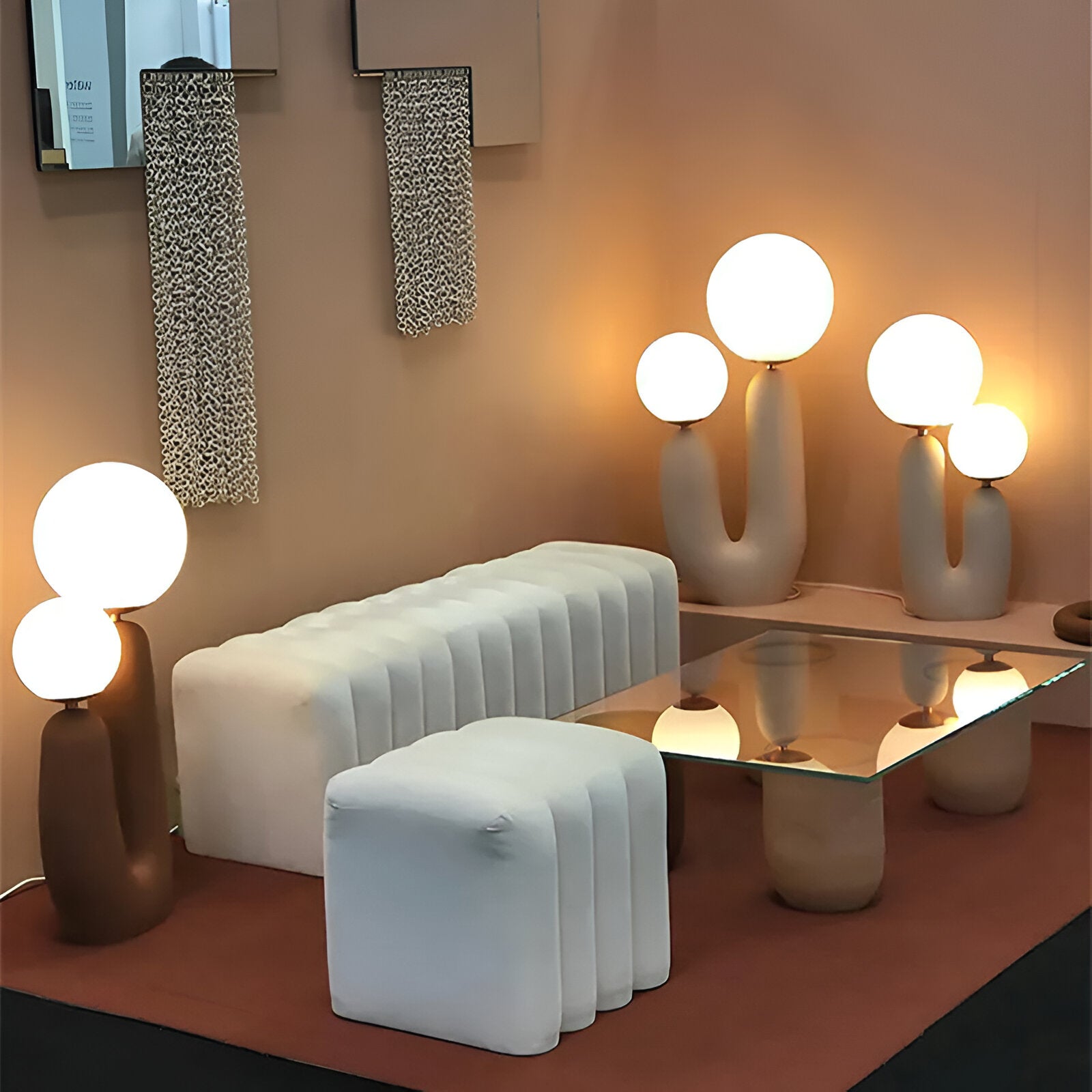 Harz U Bordslampa - Nordisk Dual Glas Globus Bordslampa - Kreativ Kaktuslampa