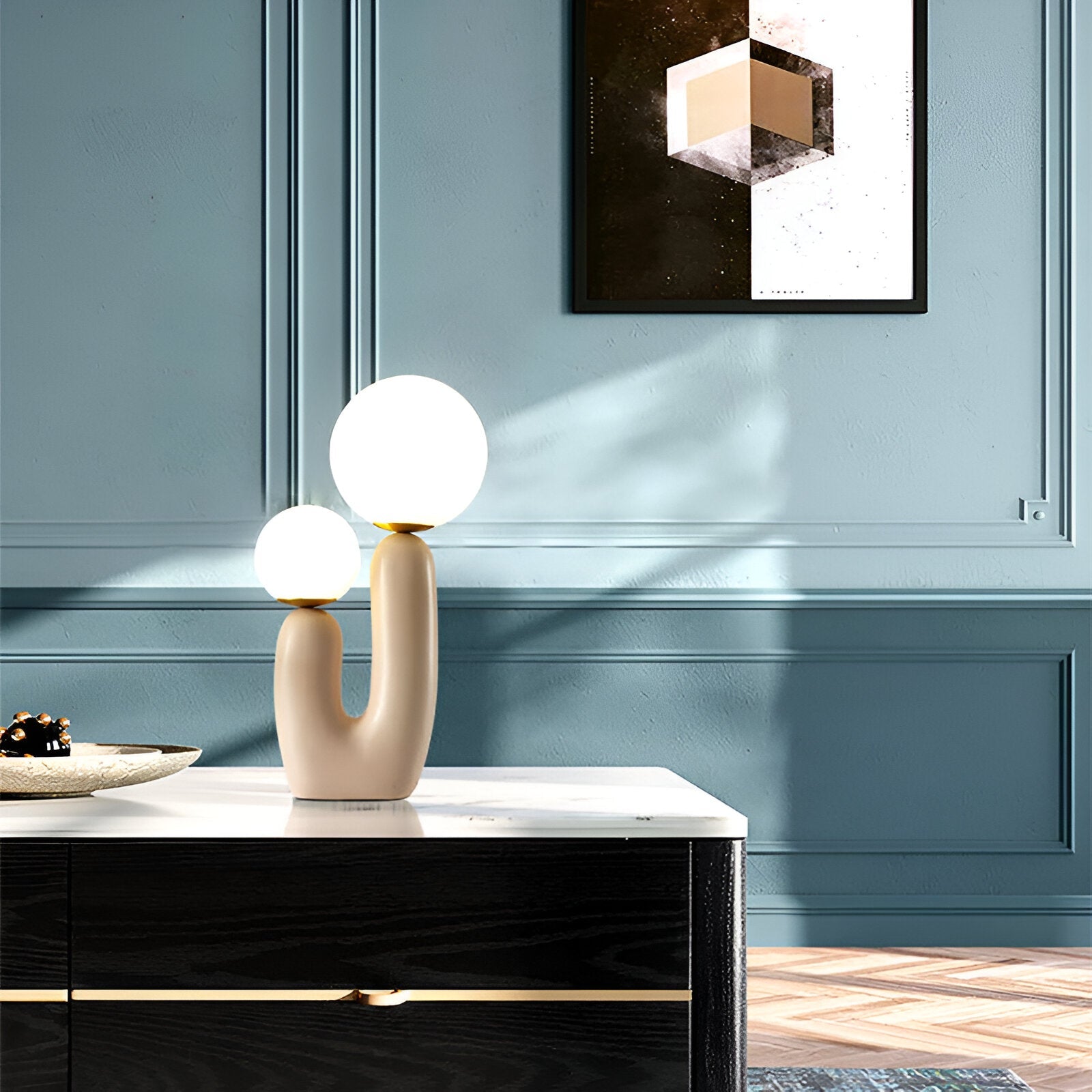 Harz U Bordslampa - Nordisk Dual Glas Globus Bordslampa - Kreativ Kaktuslampa