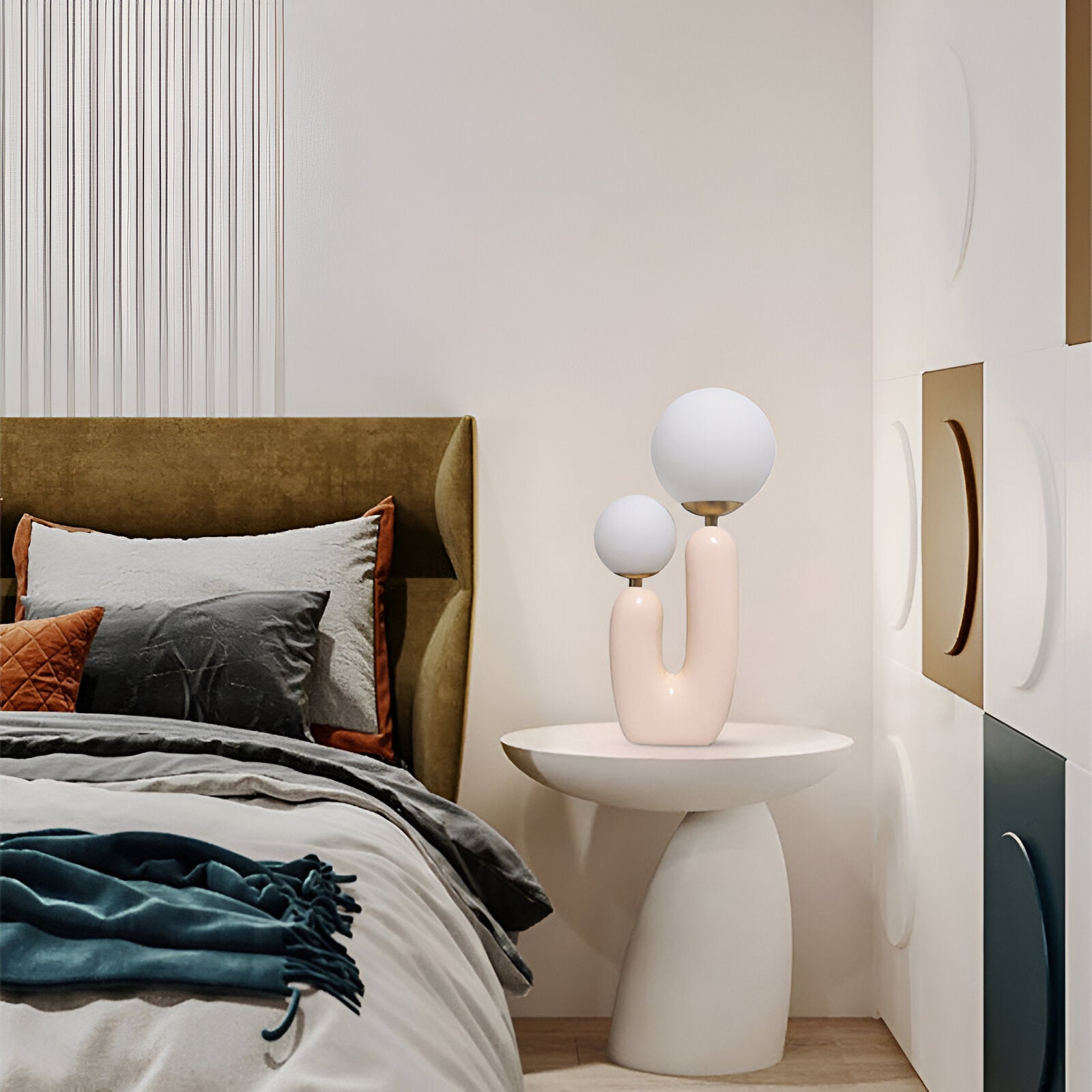 Harz U Bordslampa - Nordisk Dual Glas Globus Bordslampa - Kreativ Kaktuslampa