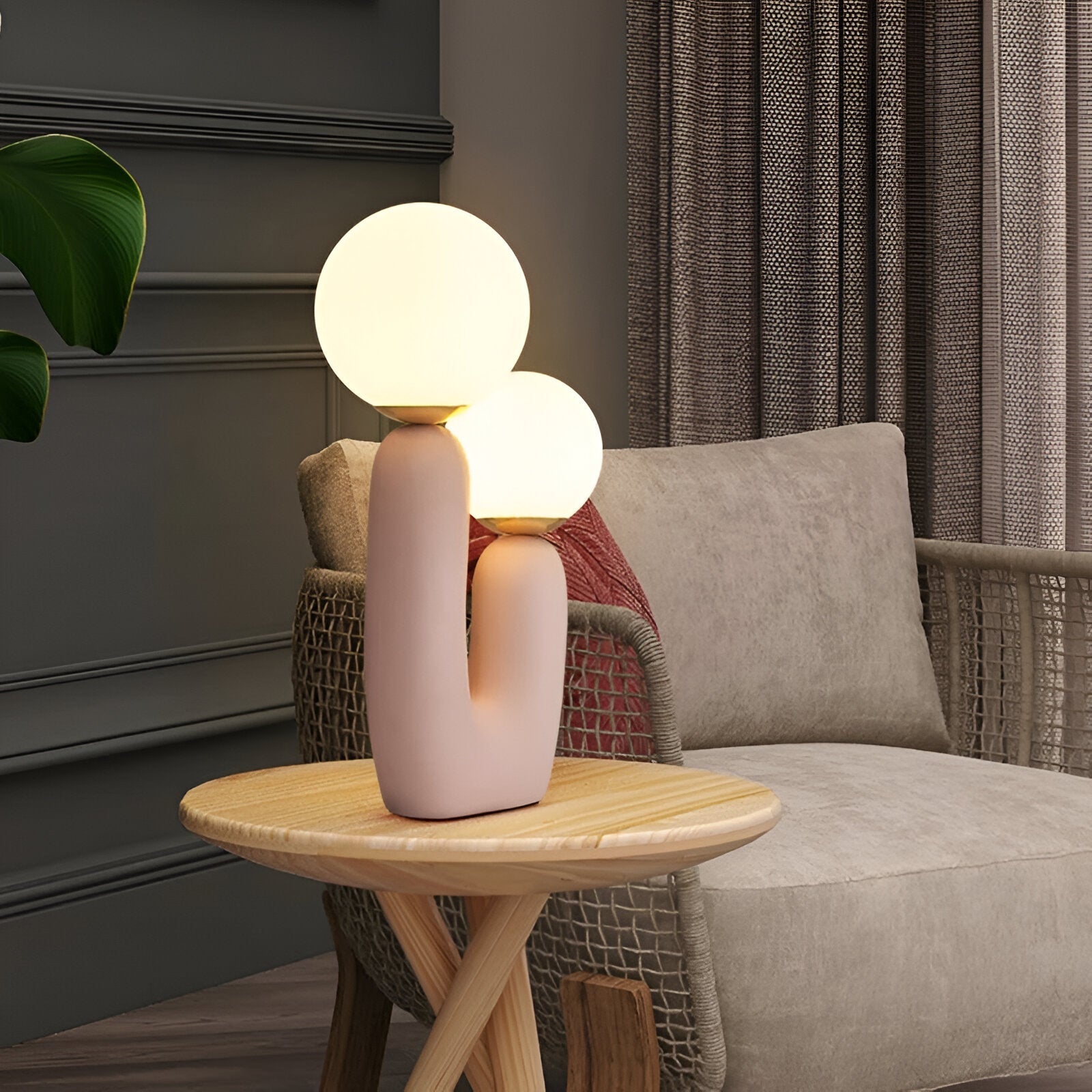 Harz U Bordslampa - Nordisk Dual Glas Globus Bordslampa - Kreativ Kaktuslampa