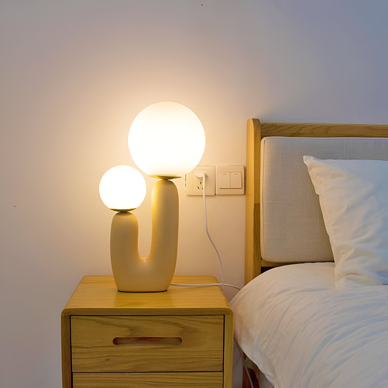 Harz U Bordslampa - Nordisk Dual Glas Globus Bordslampa - Kreativ Kaktuslampa