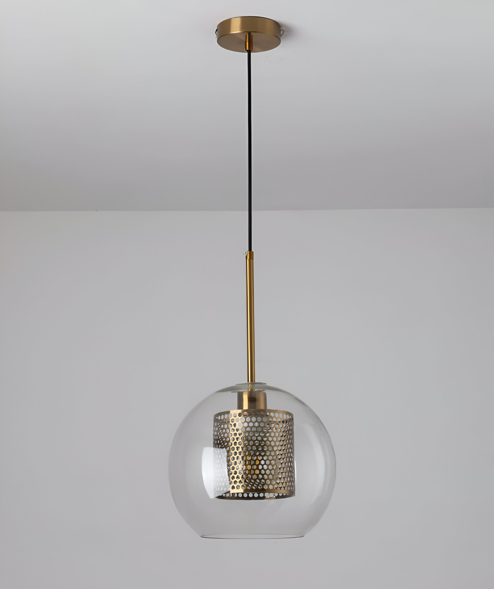 HiveGlim - Geometrisk glas hänglampa med bikakdesign - Vintage loftbelysning