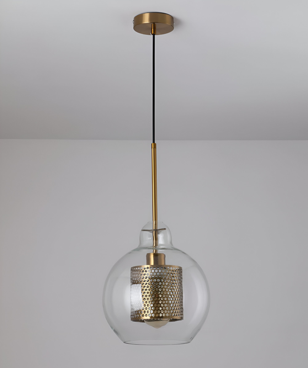 HiveGlim - Geometrisk glas hänglampa med bikakdesign - Vintage loftbelysning