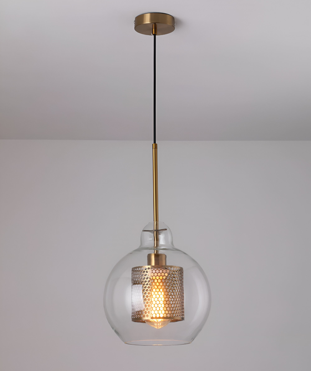 HiveGlim - Geometrisk glas hänglampa med bikakdesign - Vintage loftbelysning