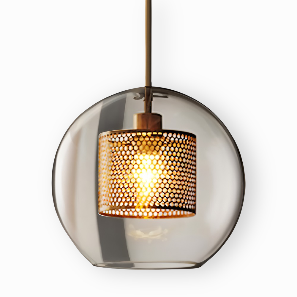 HiveGlim - Geometrisk glas hänglampa med bikakdesign - Vintage loftbelysning